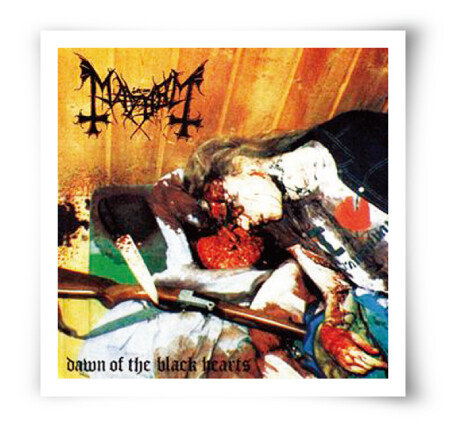 메이헴의 자살한 전 보컬 데드의 시체 사진을 쓴 ‘Dawn of the Black Hearts’ 앨범 재킷.