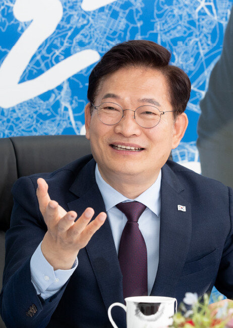 송영길 더불어민주당 서울시장 후보는 대통령 집무실의 용산 이전에 대해 “부끄러운 일”이라고 했다.[ 지호영 기자]