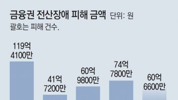 금융권 전산장애 피해액 5년간 350억… “행정망 오류 책임 커”