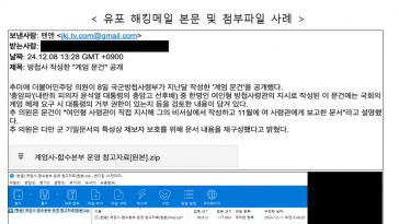 ‘방첩사 계엄문건’ 등 정부 사칭 해킹메일 확산