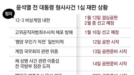 尹 체포방해 혐의 16일 1심 선고… 8개 형사재판 본격 속도낼듯