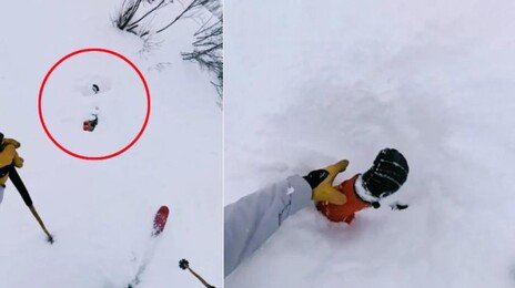 눈더미서 튀어나온 ‘팔’…지나던 스키어가 살렸다