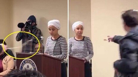 트럼프에 찍힌 소말리아계 女의원 ‘액체 테러’ 충격