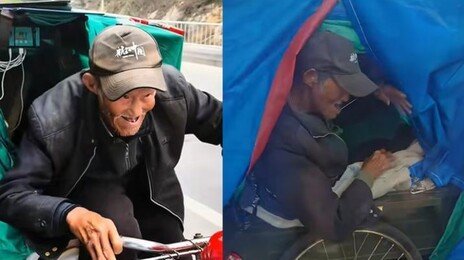“난 거지 아니다”…가족 잃고 ‘떠돌이 생활’ 中 세발자전거 노인의 사연