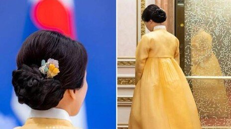 마크롱 사진사 ‘金여사 한복’에 꽂혔다…비하인드컷 6장중 4장 차지