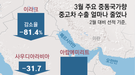 ‘호르무즈 직격탄’ 중고차, 3월 중동수출 74% 폭락