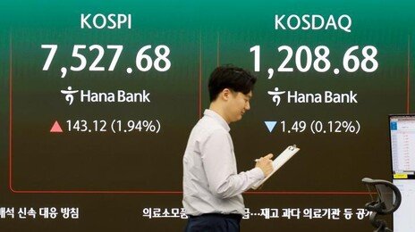 ‘7천피’ 코스피, 장중 최고치 또 경신…7500 돌파