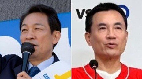 김진태 “禹후보 공약 ‘정자리’ 어딘가?”…우상호, 43초간 답 못하고 자료 ‘뒤적’