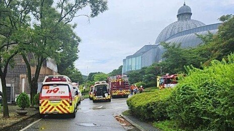 경기도자박물관 낙뢰 피해…소화가스 분사로 7명 병원행