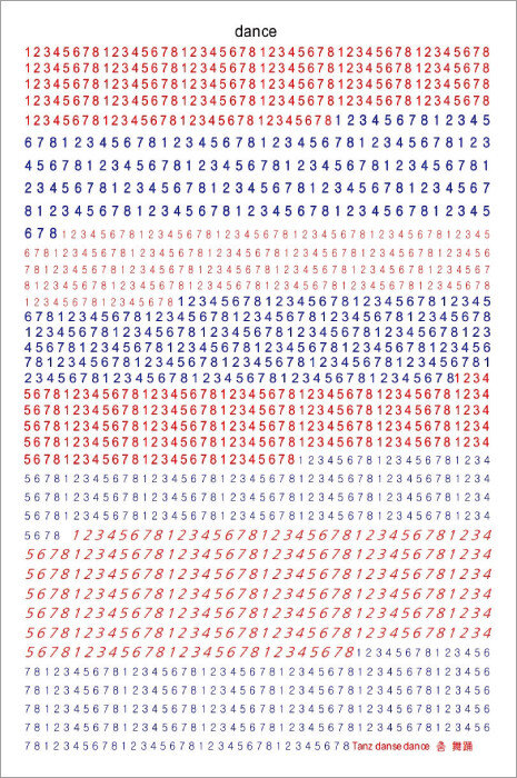 김재준 국민대 국제통상학과 교수의 시 ‘dance’는 숫자 1부터 8까지가 반복되는 양상으로  나타난다. [김재준 제공]