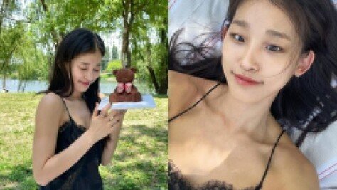 송이재, 슬립 차림 공원 나들이…MZ 감성
