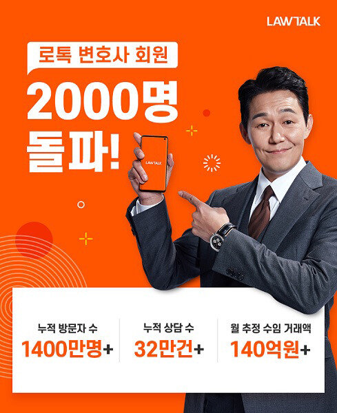법률서비스 플랫폼 로톡, 회원 변호사 2000명 돌파 - 뉴스 썸네일 이미지