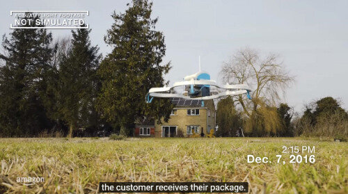 아마존이 공개한 드론 배송 동영상. [유튜브 캡처]