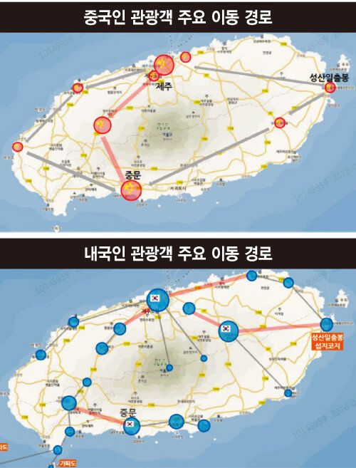 노희섭 미래전략국장이 분석한 관광객 이동 경로. [제주특별자치도 제공]