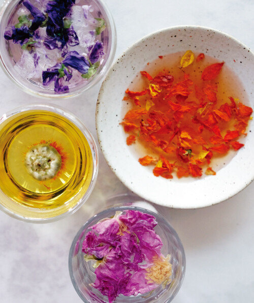 고운 빛깔의 꽃차들. [사진 제공 · 김민경]