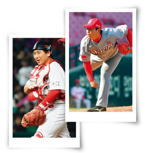 SK 와이번스 허도환(왼쪽). SK 와이번스 강지광. [뉴스1, 뉴시스]