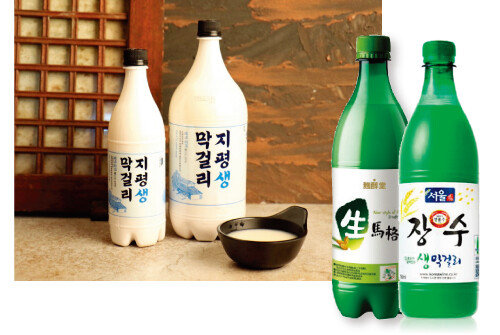 지평막걸리, 국순당 생막걸리, 서울 장수막걸리(왼쪽부터). [사진 제공 · 지평주조, 사진 제공 · 서울탁주]