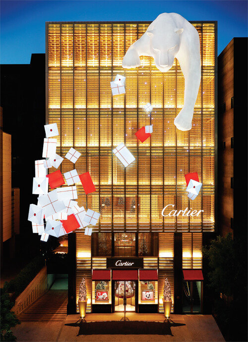 크리스마스
데코레이션을 마친
‘까르띠에 메종 청담’. [© Cartier]