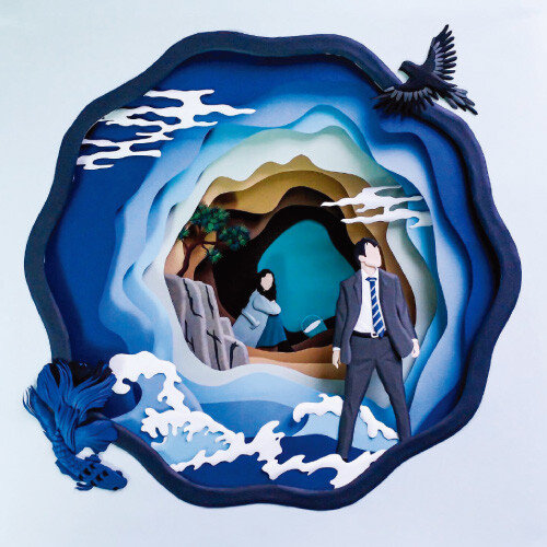 영화 ‘헤어질 결심’의 이미지를 종이로 만든 작품. [트위터 @paper_area]