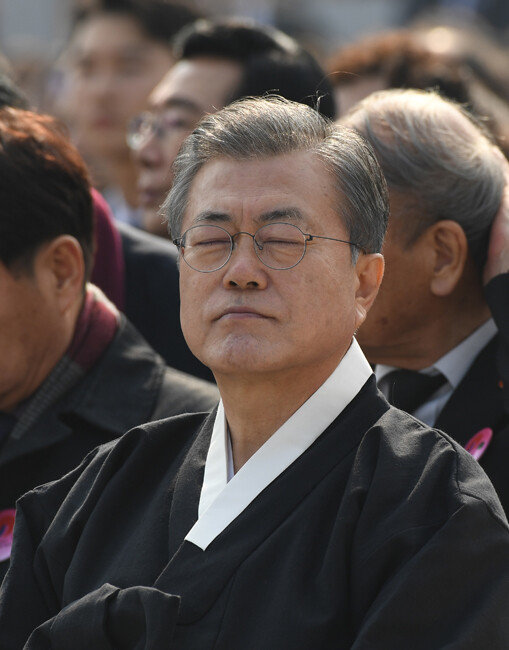 제100주년 3·1절 기념식에 참석한 문재인 대통령. [청와대기자단]