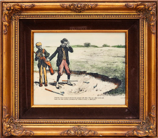 1890년대 골프하는 모습 그림. 상아 재질 캔버스에 그렸다.
