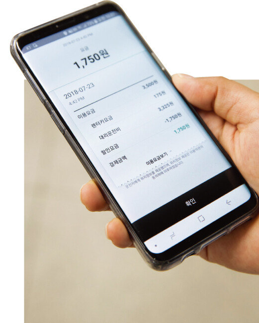 차차 이용 영수증. 이용요금이 렌터카 및 대리운전 요금으로 구성돼 있다. [지호영 기자]