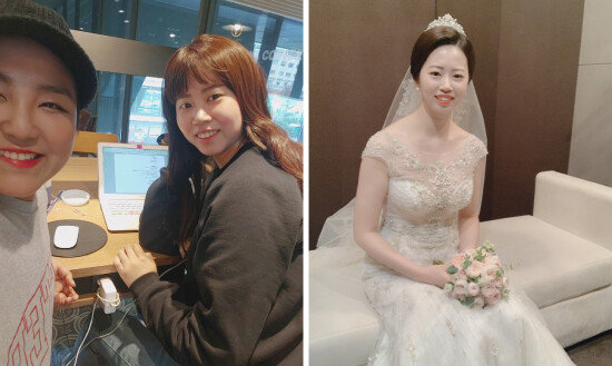 삼중음성유방암 인식 개선 활동을 하고 있는 이두리 씨(왼쪽)와 임구슬 씨. 임씨는 암 진단 후 결혼식을 올렸다.