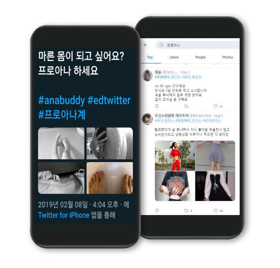 프로아나족으로 추정되는 이들이 올린 게시물.