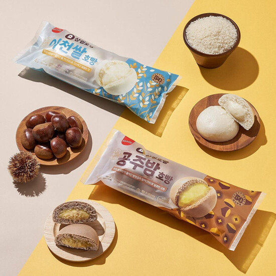 이천쌀 호빵과 공주밤 호빵. 삼립이 올해 신종 코로나바이러스 감염증으로 어려움을 겪은 농가를 응원하는 취지로 개발한 제품이다. [삼립호빵 인스타그램]