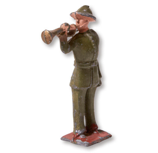 Bugler by Manoil. 1930년대 미국 제품. 금속을 거푸집에 넣어 주조하는 다이캐스트 장난감이다. 