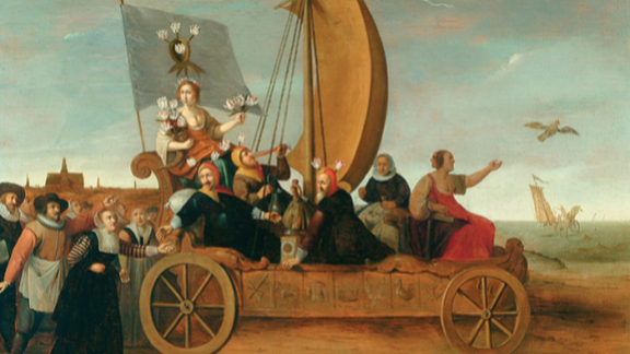 세계 최초의 금융공황으로 알려진 ‘튤립 파동’은 네덜란드 경제가 최고조로 번창하던 1630년대에 일어났다. 그림은 튤립 파동에 대한 풍자화. 위키피디아