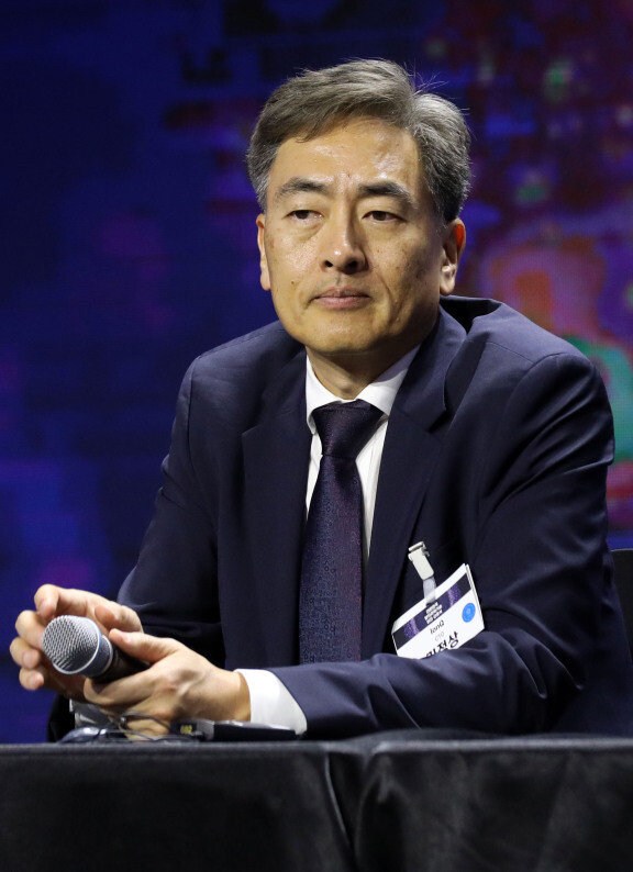 2023년 6월 27일 ‘퀀텀코리아 2023’ 행사에서 김정상 미국듀크대 교수가 기자간담회를 하고 있다. [뉴시스]