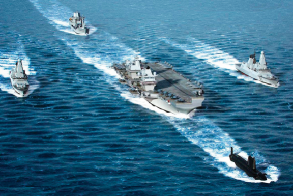 영국 퀸엘리자베스 항모 전단이 항해하고 있다. 영국 해군 제공