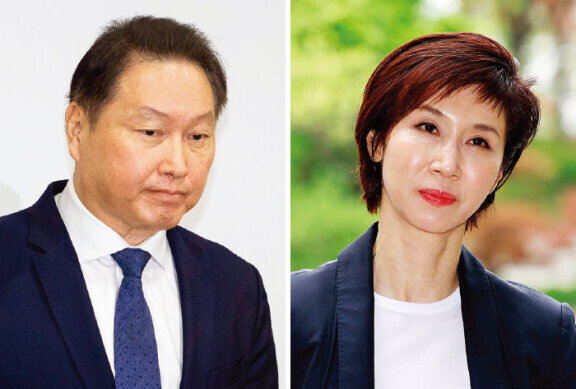 최태원 SK그룹 회장(왼쪽)과 노소영 아트센터 나비 관장. 뉴스1