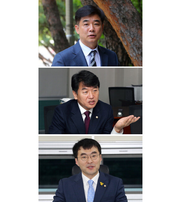 핵심 친명으로 꼽히는 ‘7인회’ 인사 중 김병욱 의원이 정책위원회 수석부의장, 문진석 의원이 전략기획위원장, 김남국 의원이  미래부총장에 임명됐다(위부터). [동아DB]