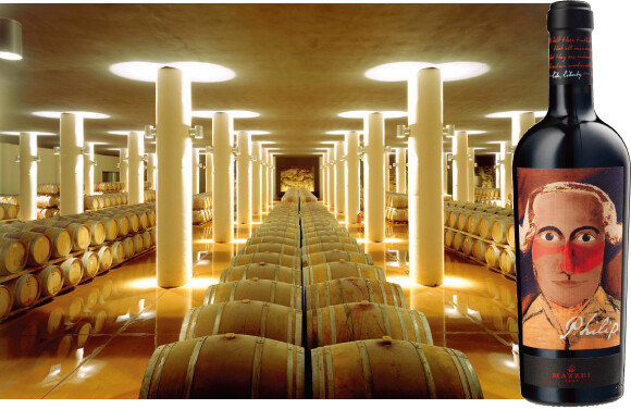  필립 와인이 숙성되고 있는 셀러(왼쪽)와 필립 와인. [사진 제공 · ㈜하이트진로]