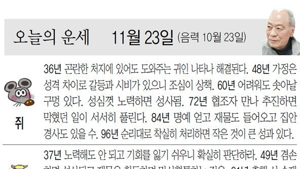 [오늘의 운세/11월 23일]