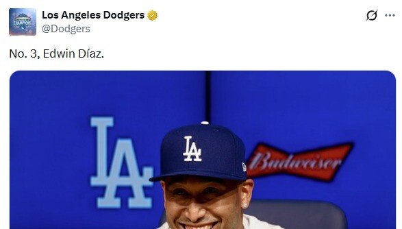 ‘최고의 마무리’ 디아즈, 다저스 공식 입단 “우승하러 왔다”