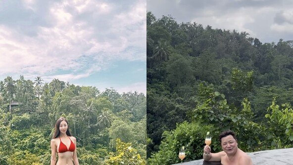 윤정수♥원진서, 발리 신혼여행 공개…원진서 비키니 눈길