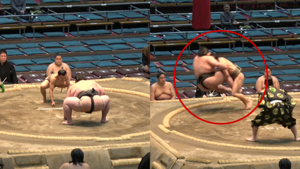 62㎏ 직장인 출신, 163㎏ 거인 쓰러뜨렸다…日스모판 ‘다윗과 골리앗’