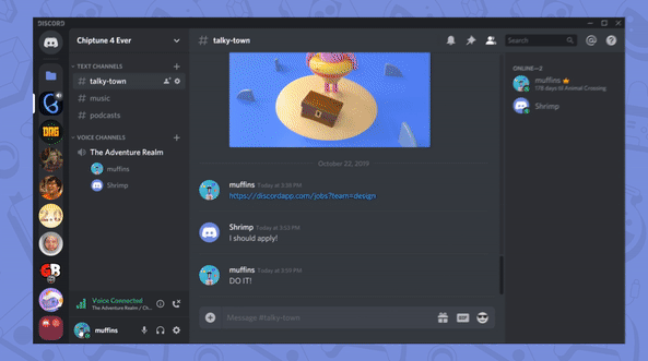 디스코드 인터페이스. [Discord 홈페이지]