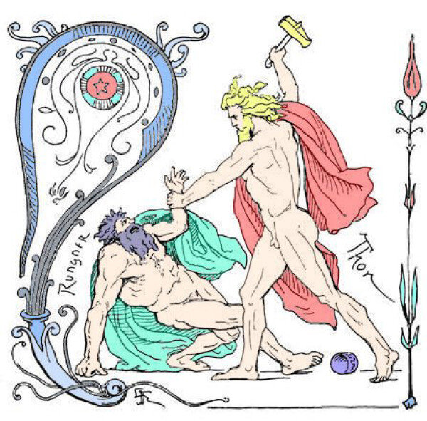 흐릉그니르와 싸우는 토르, Lorenz Frølich, 1895
