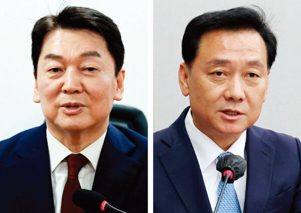 국민의힘 안철수 의원(왼쪽)과 이광재 전 국회 사무총장. [뉴시스]