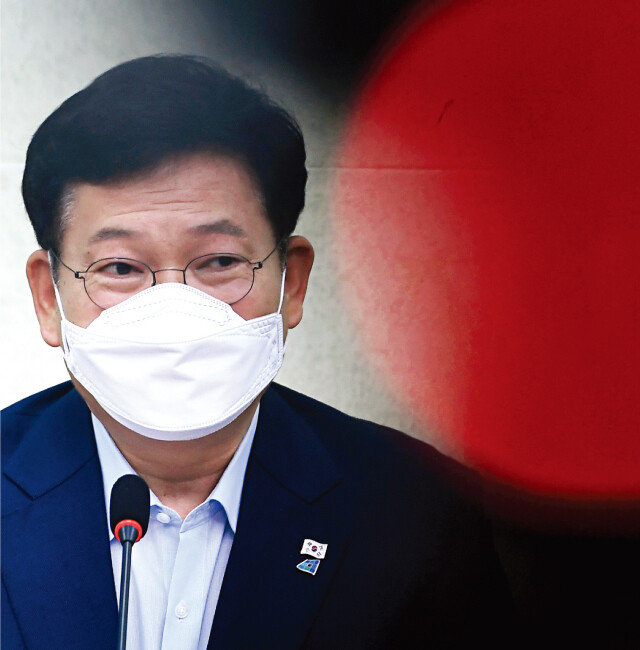 더불어민주당 송영길 대표가 7월 9일 서울 여의도 국회에서 열린 최고위원회의에 참석해 발언하고 있다. [사진공동취재단]