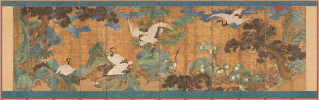 １６カ月にわたる復元、屏風「海鶴蟠桃圖」が１カ月間国内で展示 
