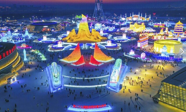 中 하얼빈 빙설제, 기후온난화로 얼음 녹아내려 비상