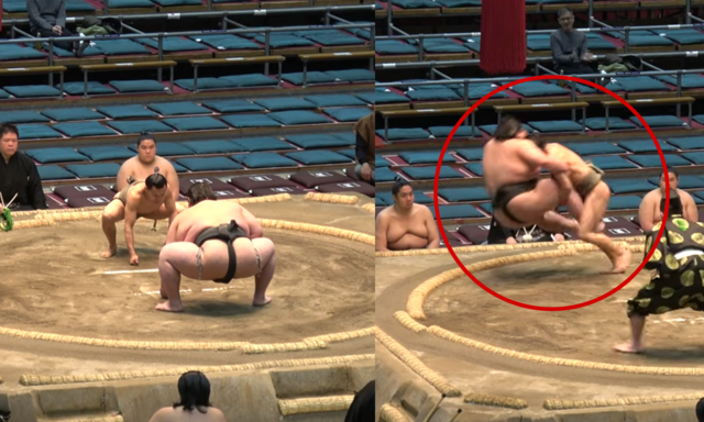 62㎏ 직장인 출신, 163㎏ 거인 쓰러뜨렸다…日스모판 ‘다윗과 골리앗’
