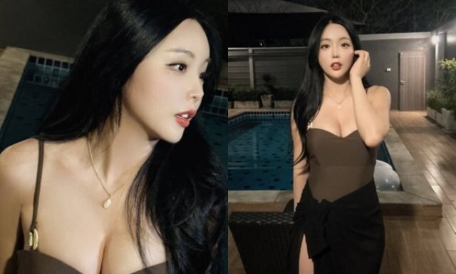 홍진영 맞다고? 달밤에 아찔 수영복…“나예요”