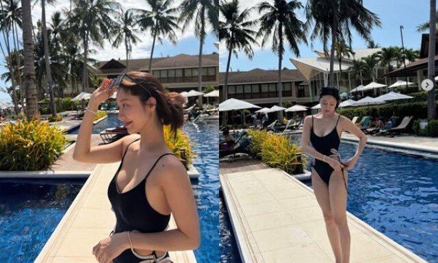 한그루 작정했네, 글래머 몸매 드러낸 수영복 자태