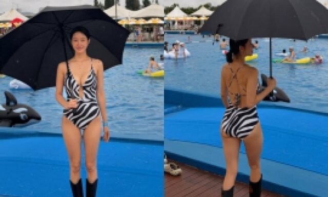 한그루 얼룩말 비키니…한강 수영장서 가장 핫해